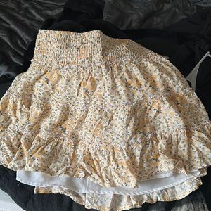 cute yellow, flower printed skirt